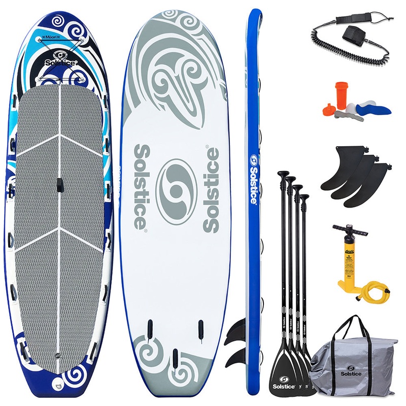 Solstice Watersports 16′ Maori Giant Inflatable Stand-Up Paddleboard w/Leash & 4 Paddles – 35180