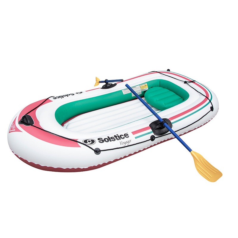 Solstice Watersports Voyager 3-Person Inflatable Boat Kit w/Oars & Pump – 30301