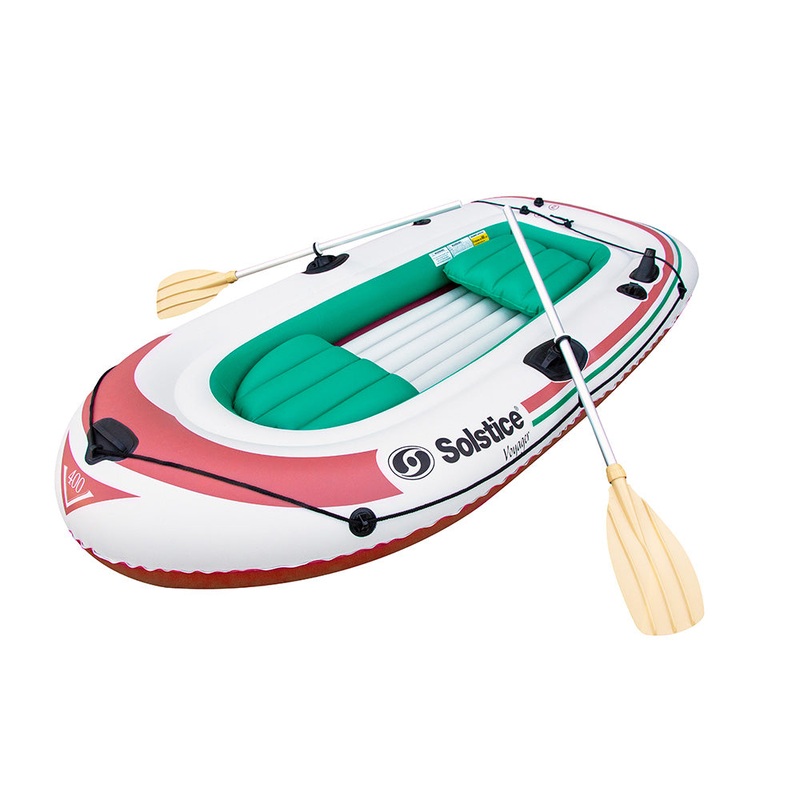 Solstice Watersports Voyager 4-Person Inflatable Boat Kit w/Oars & Pump – 30401