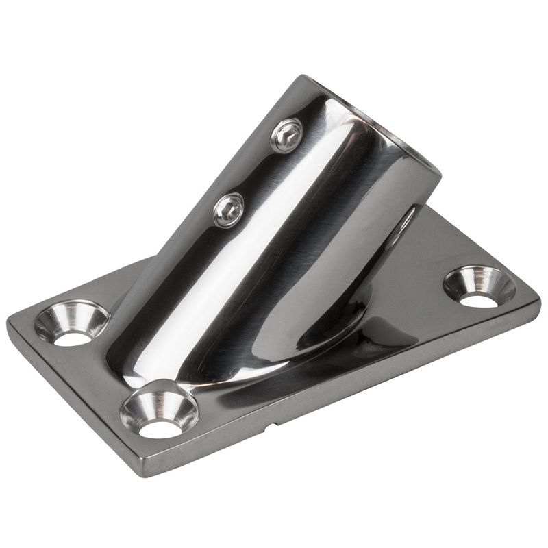 Sea-Dog Rail Base Fitting Rectangular Base 45 Degree 316 Stainless Steel – 3-1/4 x 1-7/8 – 1 OD – 281451-1