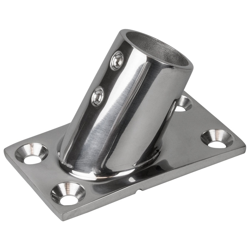 Sea-Dog Rail Base Fitting Rectangular Base 60 Degree 316 Stainless Steel – 1-7/8 x 3-1/4 – 1 OD – 281601-1