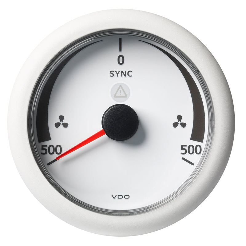 VDO Marine 3-3/8 (85 mm) ViewLine Synchronizer -500/+500 RPM – 8 to 32V – White Dial & Bezel – A2C59512403