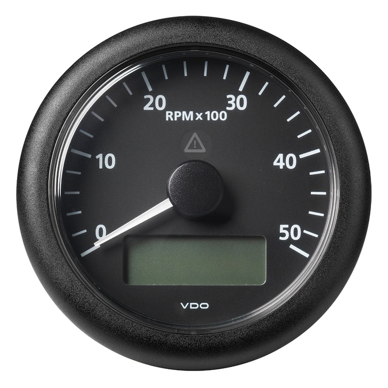 VDO Marine 3-3/8 (85 mm) ViewLine Tachometer with Multi-Function Display – 0 to 5000 RPM – Black Dial & Bezel – A2C59512392