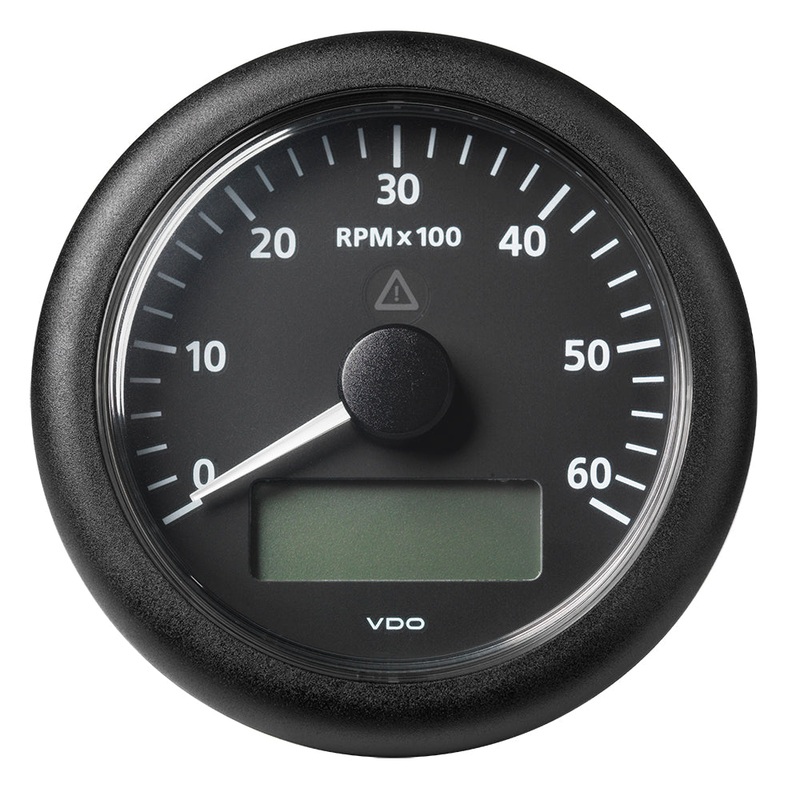 VDO Marine 3-3/8 (85 mm) ViewLine Tachometer with Multi-Function Display – 0 to 6000 RPM – Black Dial & Bezel – A2C59512393