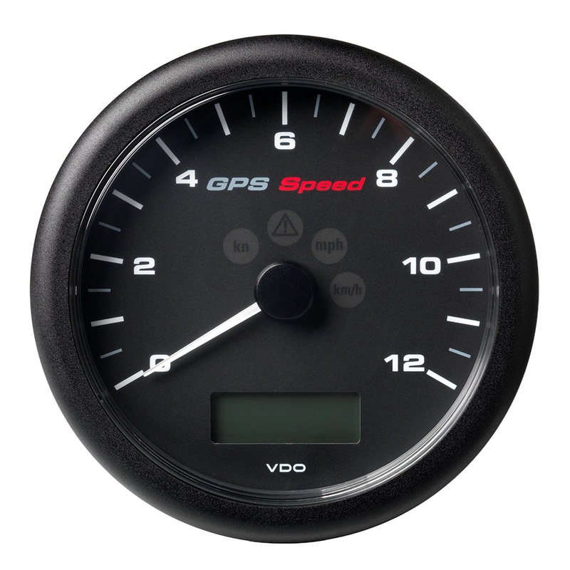VDO Marine 4-1/4 (110MM) ViewLine GPS Speedometer 0-12 KNOTS/KMH/MPH – 8 to 16V Black Dial & Bezel – A2C59501987