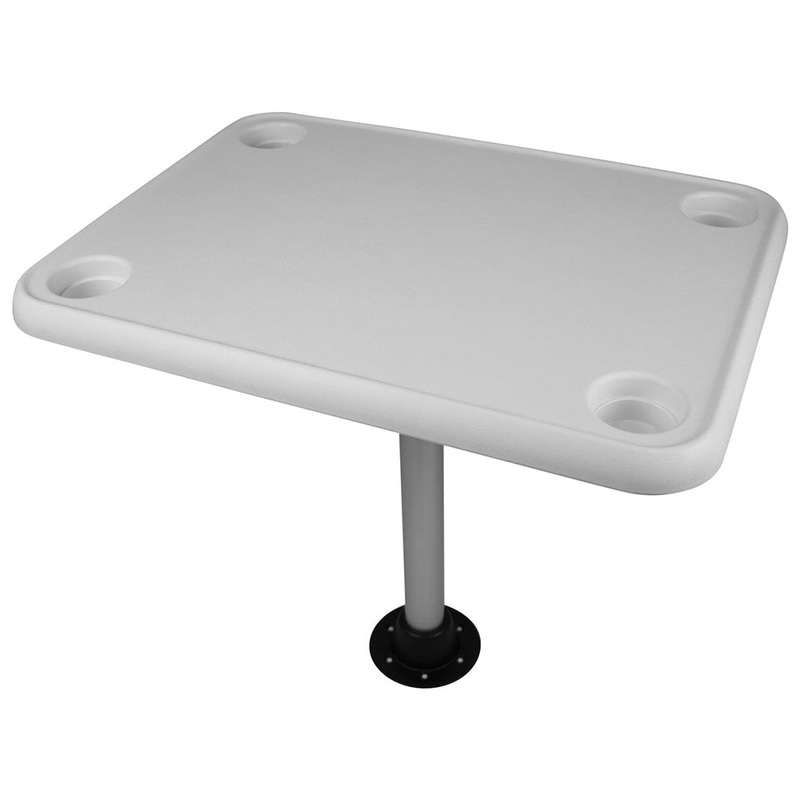 Wise White Rectangular Table – 4 Drink Holders w/Pedestal – 8WD944
