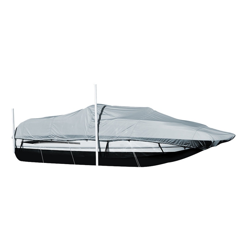 Carver Performance Poly-Guard Styled-to-Fit Boat Cover f/20.5′ Sterndrive Deck Boats w/Walk-Thru Windshield – Grey