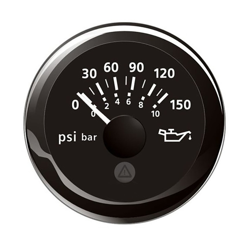 VDO Marine 2-1/16 (52mm) ViewLine Oil Pressure Indicator (8-16V) 0 to 150 PSI – Black Dial & Round Bezel – A2C59514118