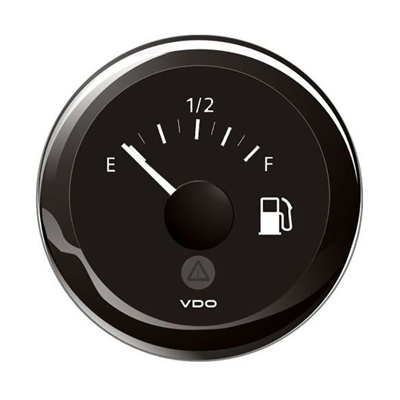 VDO Marine 2-1/16 (52mm) ViewLine Tank Level Gauge E/F – 3-1800 Ohm – 8-32V – Black Dial & Bezel – A2C59514091