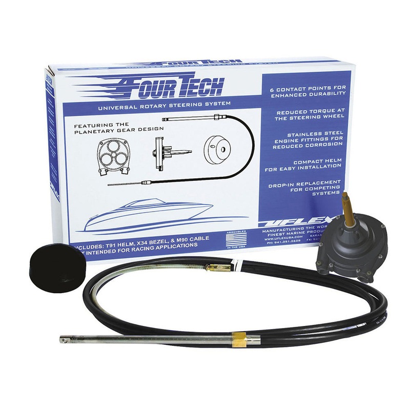 Uflex Fourtech 8′ Black Mach Rotary Steering System w/Helm, Bezel & Cable – FOURTECHBLK08