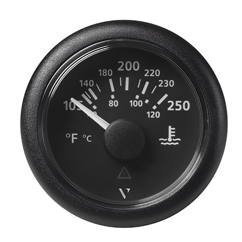 VDO Marine 2-1/16 (52mm) ViewLine Temperature Gauge 100-250F – 8-32V – Black Dial & Bezel – A2C59514176