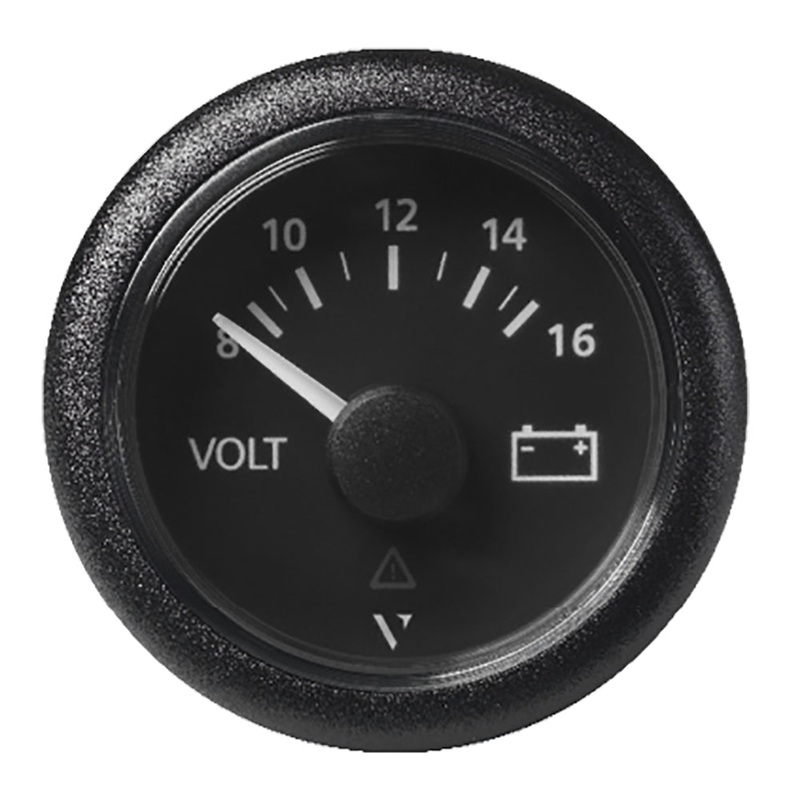 VDO Marine 2-1/16 (52mm) ViewLine Voltmeter – 8-16V – Black Dial & Bezel – A2C59512545