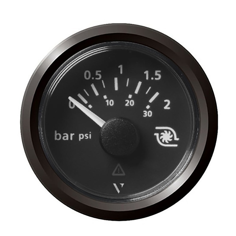 VDO Marine 2-1/16 (52mm) ViewLine Boost Pressure Gauge 2 Bar/30 PSI – 8-32V – Black Dial & Triangular Bezel – A2C59514152