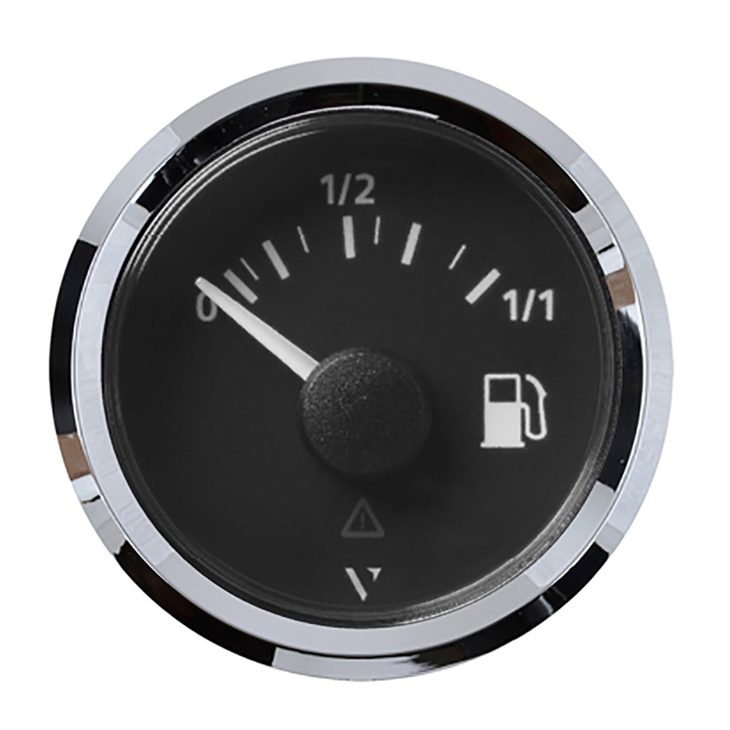 VDO Marine 2-1/16 (52mm) ViewLine Fuel Level Gauge 0-1/1 – 8-32V – 3-180 OHM – Black Dial & Chrome Triangular Bezel – A2C59514083