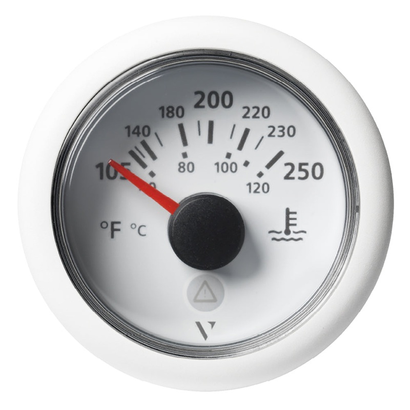 VDO Marine 2-1/16 (52mm) Viewline Temperature Gauge 120C/250F – 8-32V – White Dial & Bezel – A2C59514241