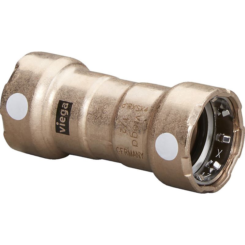 Viega MegaPress 3/4 Copper Nickel Coupling w/Stop Double Press Connection – Smart Connect Technology – 88385