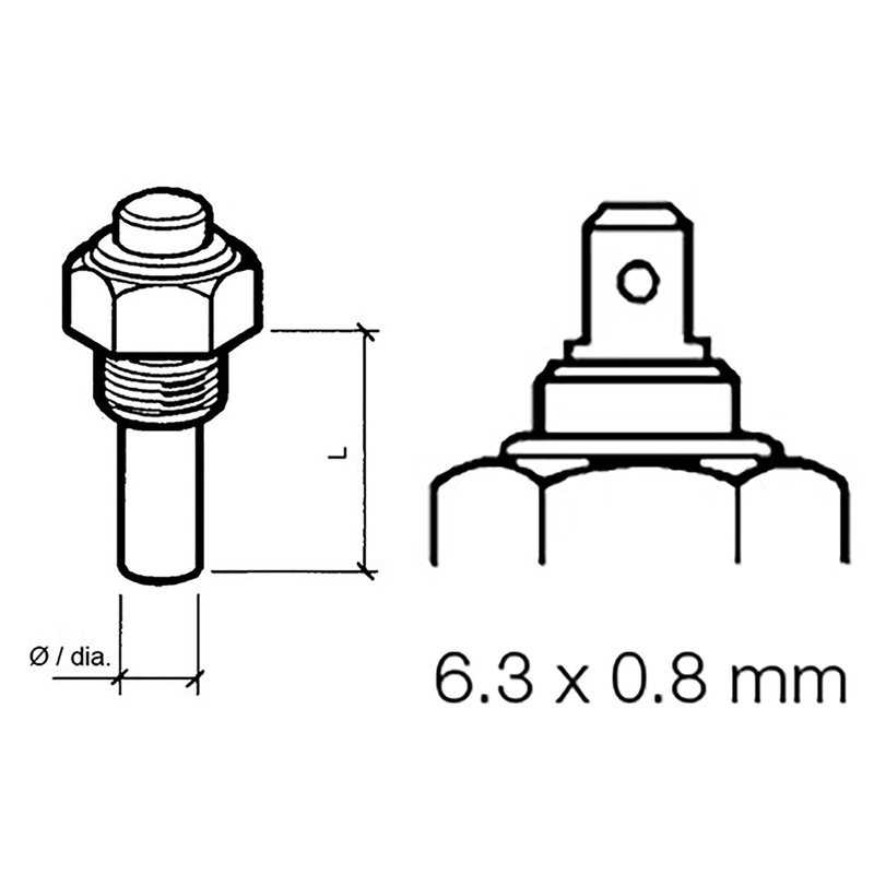 VDO Marine Engine Oil Temperature Sensor – Single Pole, Common Ground – 50-1508C/120-3008F – 6/24V – M14 x 1.5 Thread – 323-801-004-002N