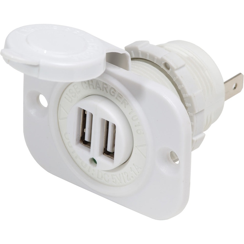 Blue Sea 12V DC Dual USB Charger Socket – White – 1016200