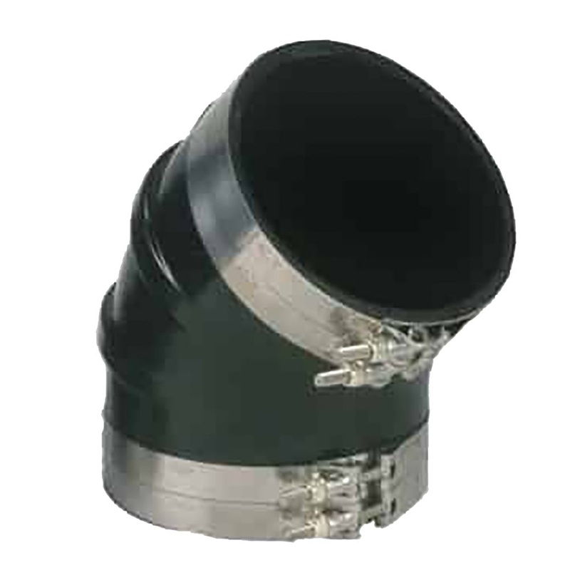Trident Marine 8 ID 45-Degree EPDM Black Rubber Molded Wet Exhaust Elbow w/4 T-Bolt Clamps – TRL-845-S/S