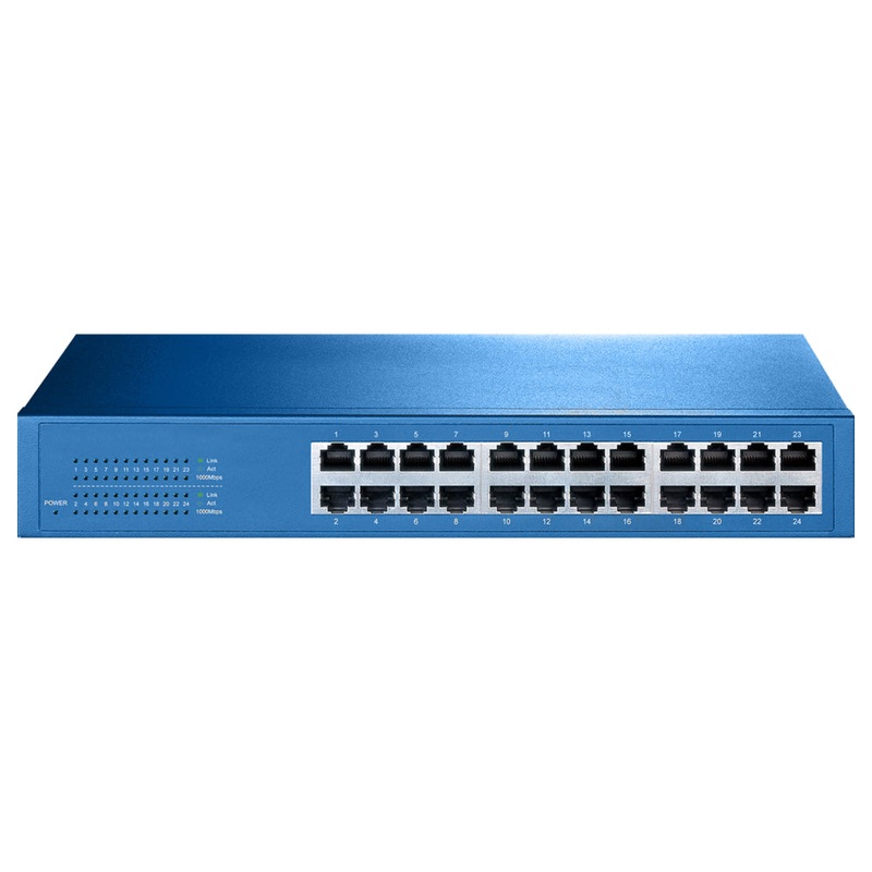 Aigean 24-Port Network Switch Desk or Rack – Mountable – 100-240VAC – 50/60Hz – NS-24