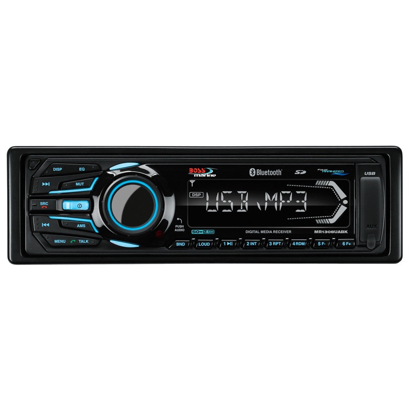 Boss Audio MR1308UABK Bluetooth – Fully Marinized MP3-Compatible Digital Media Receiver w/USB & SD Memory Card Ports & Aux Input – MR1308UABK