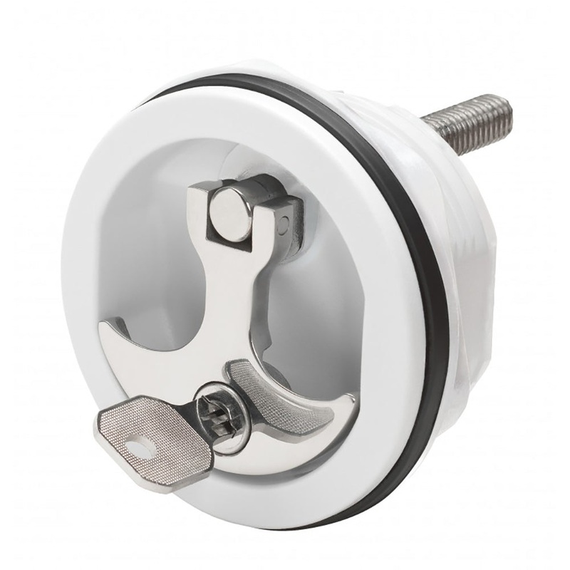 Whitecap Compression Handle CP Zamac/White Nylon Locking Fresh Water Use Only – S-1415WC