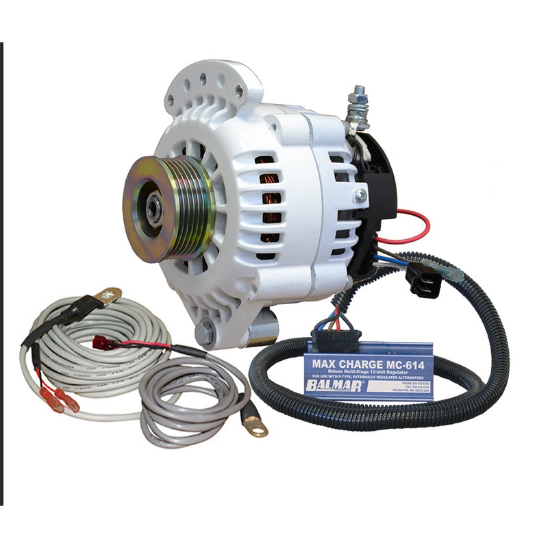 Balmar Alternator 100 AMP Kit 12V 1-2 Single Foot Spindle Mount K6 Pulley Regulator & Temp Sensor – 621-VUP-MC-100-K6