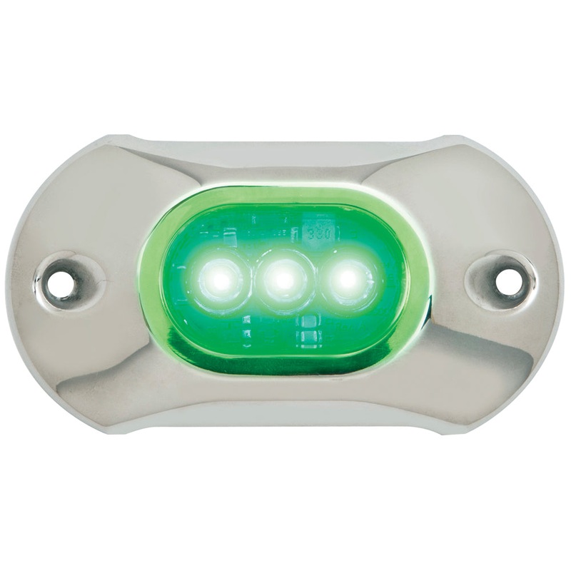 Attwood Light Armor Underwater LED Light – 3 LEDs  – Green – 65UW03G-7