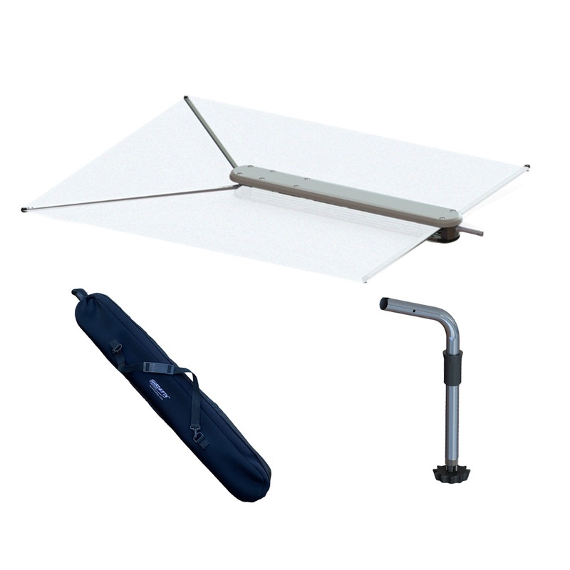 TACO ShadeFin with White Fabric, Bag & Fixed Rod Holder Mount Kit – T10-3000-3