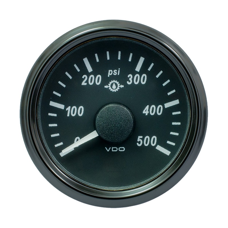 VDO SingleViu 52mm (2-1/16) Gear Pressure Gauge – 500 PSI – 0-4.5V – A2C3832740030