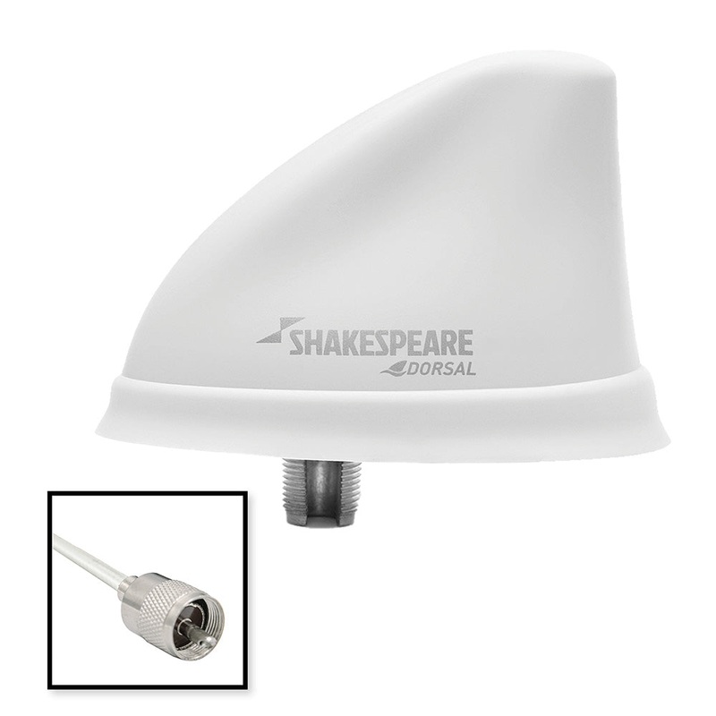 Shakespeare Dorsal Antenna White Low Profile 26′ RGB Cable w/PL-259 – 5912-DS-VHF-W