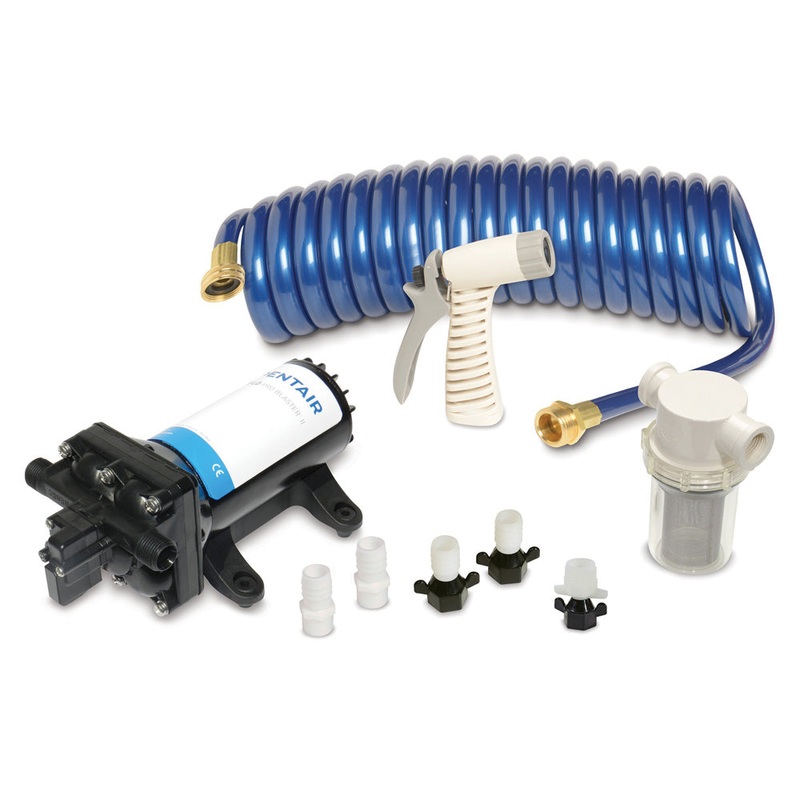 Shurflo by Pentair PRO WASHDOWN KIT II Ultimate – 12 VDC – 5.0 GPM – Includes Pump, Fittings, Nozzle, Strainer, 25′ Hose – 4358-153-E09
