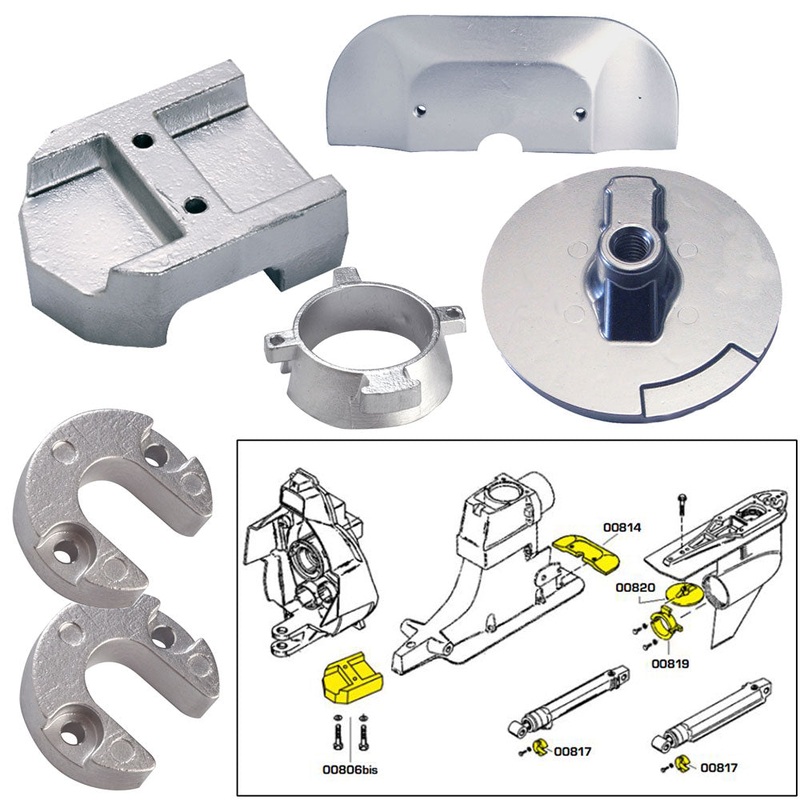 Tecnoseal Anode Kit w/Hardware – Mercury Alpha 1 Gen 2 – Zinc – 20801
