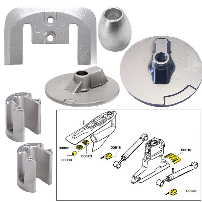 Tecnoseal Anode Kit w/Hardware – Mercury Bravo 3 2004-Present – Zinc – 20805