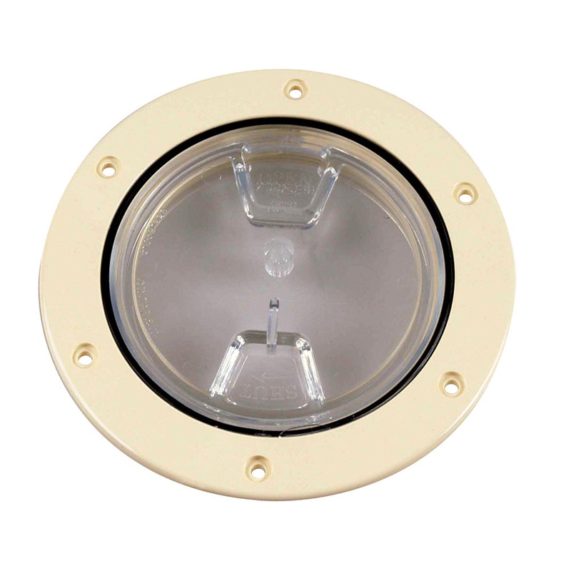 Beckson 4 Clear Center Screw-Out Deck Plate – Beige – DP40-N-C