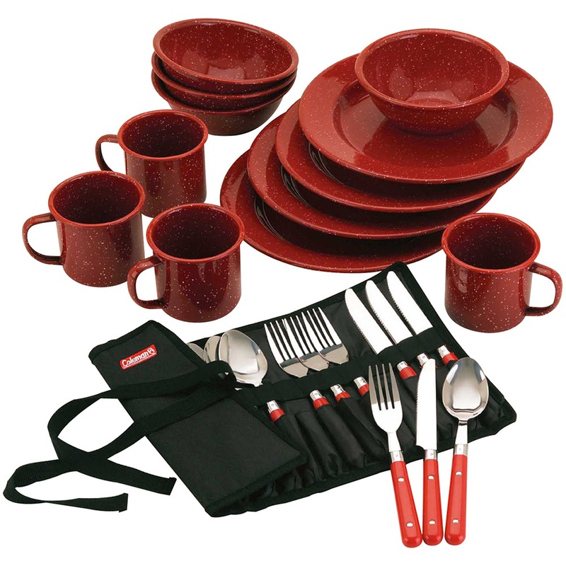 Coleman 24-Piece Speckled Enamelware Cook Set – Red – 2000016407
