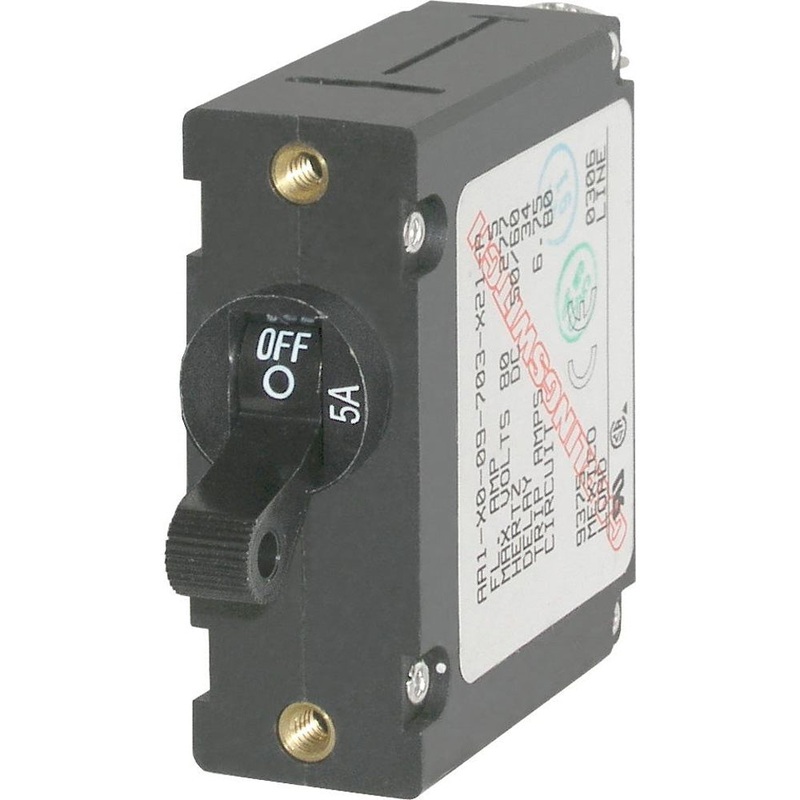 Blue Sea 7200 AC / DC Single Pole Magnetic World Circuit Breaker  –  5 Amp – 7200