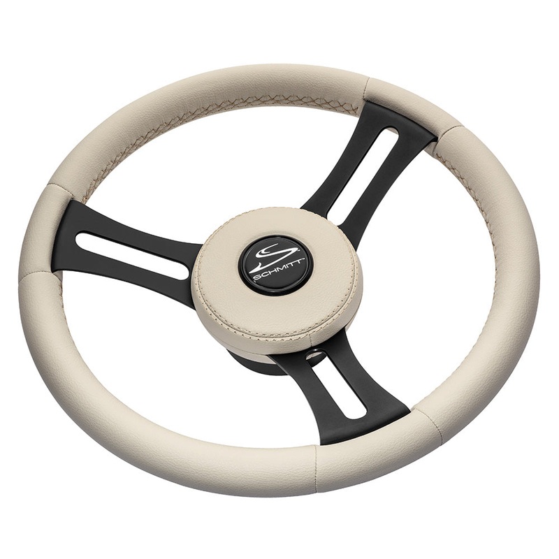 Schmitt & Ongaro Torcello Elite 14 Wheel – Beige Leather & Cap – White Stitching – Black SS Spokes – 3/4 Tapered Shaft – PU081B11
