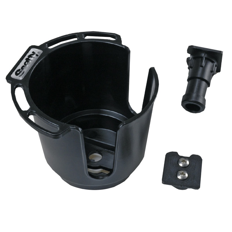 Scotty 311 Drink Holder w/Bulkhead/Gunnel Mount & Rod Holder Post Mount – Black – 311-BK