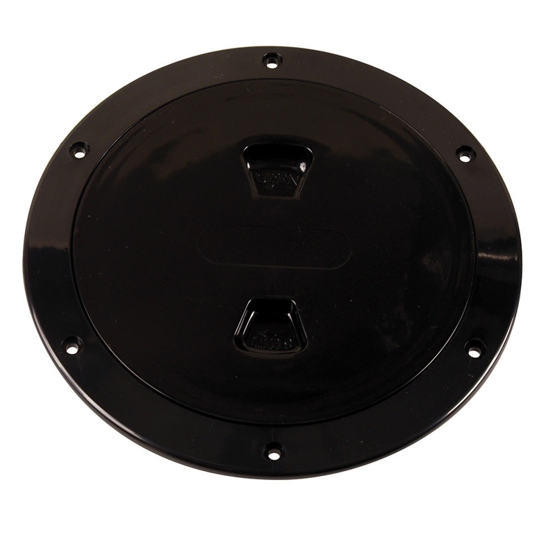 Beckson 6 Smooth Center Screw-Out Deck Plate – Black – DP60-B