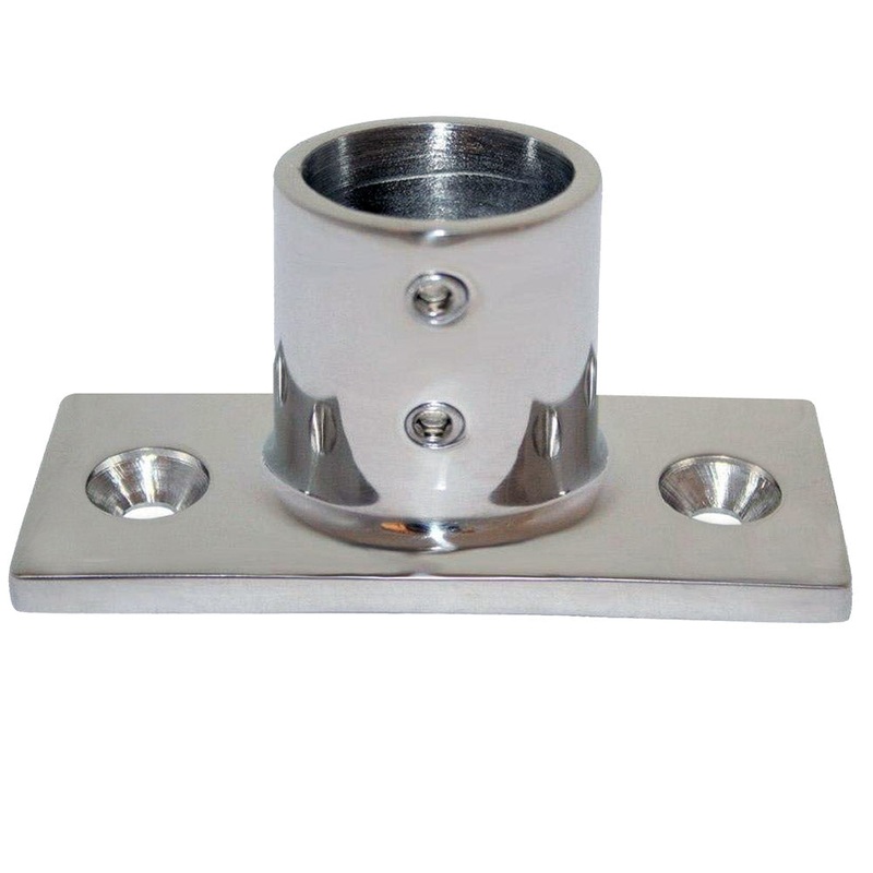 Whitecap 1 O.D. 90 2-Hole Rectangle Base SS Rail Fitting – 6195