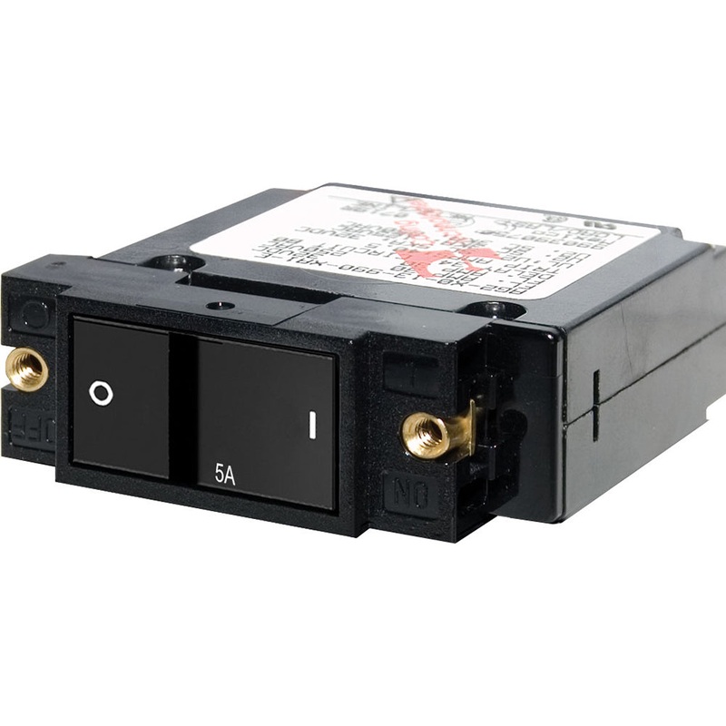 Blue Sea 7400 Single Pole Small Case 2 Flat Rocker Circuit Breaker  –  5 Amp – 7400