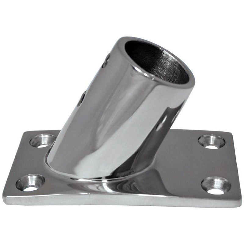 Whitecap 1 O.D. 60 Rectangle Base SS Rail Fitting – 6142C