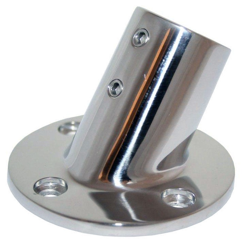 Whitecap 1 O.D. 60 Round Base SS Rail Fitting – 6140C