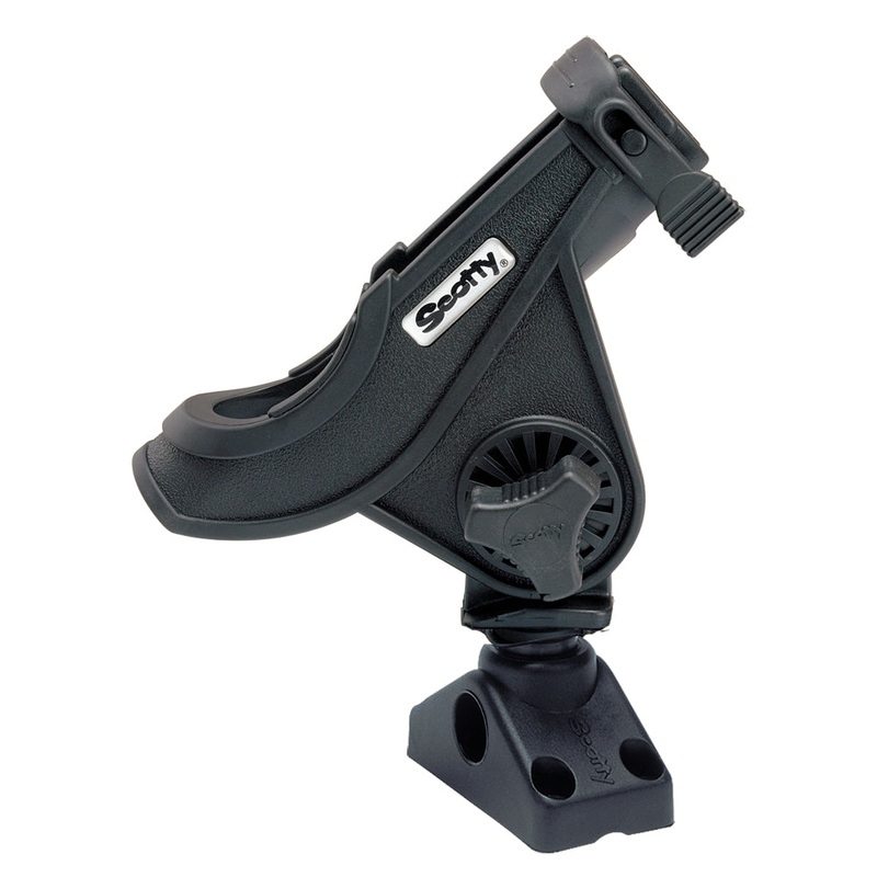 Scotty 280 Bait Caster/Spinning Rod Holder w/241 Deck/Side Mount – Black – 280-BK