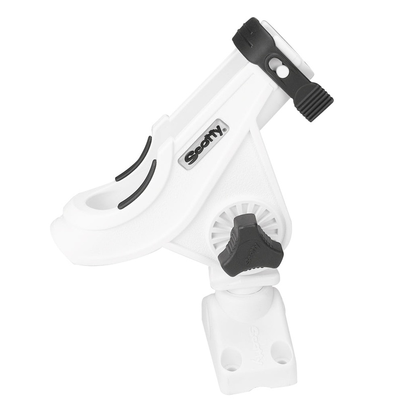 Scotty 280 Bait Caster/Spinning Rod Holder w/241 Deck/Side Mount – White – 280-WH