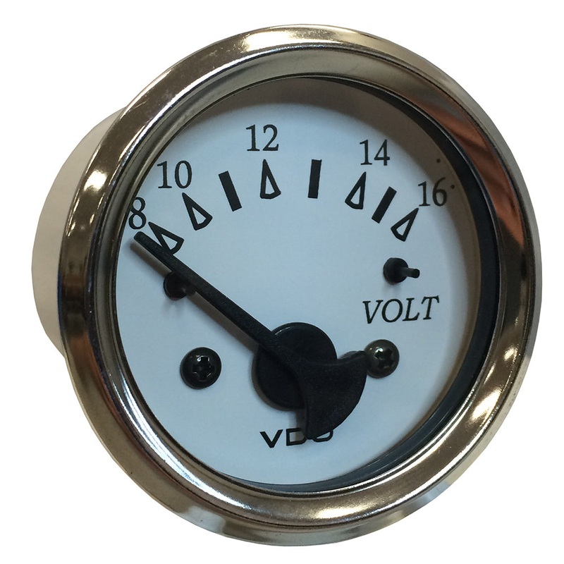 VDO Cockpit Marine 52MM (2-1/16) Voltmeter – White Dial/Chrome Bezel – 332-15282