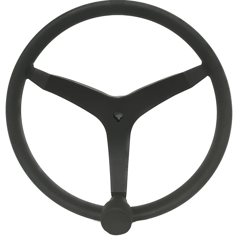 Uflex – V46 – 13.5 Stainless Steel Steering Wheel w/Speed Knob – Black – V46B