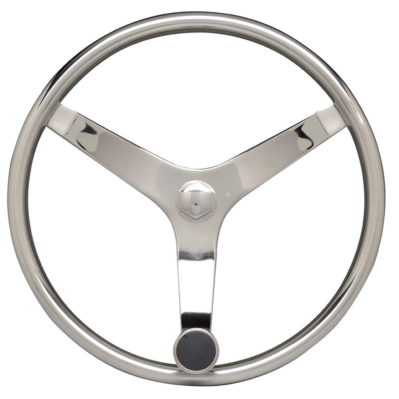 Uflex – V46 – 13.5 Stainless Steel Steering Wheel w/Speed Knob – V46