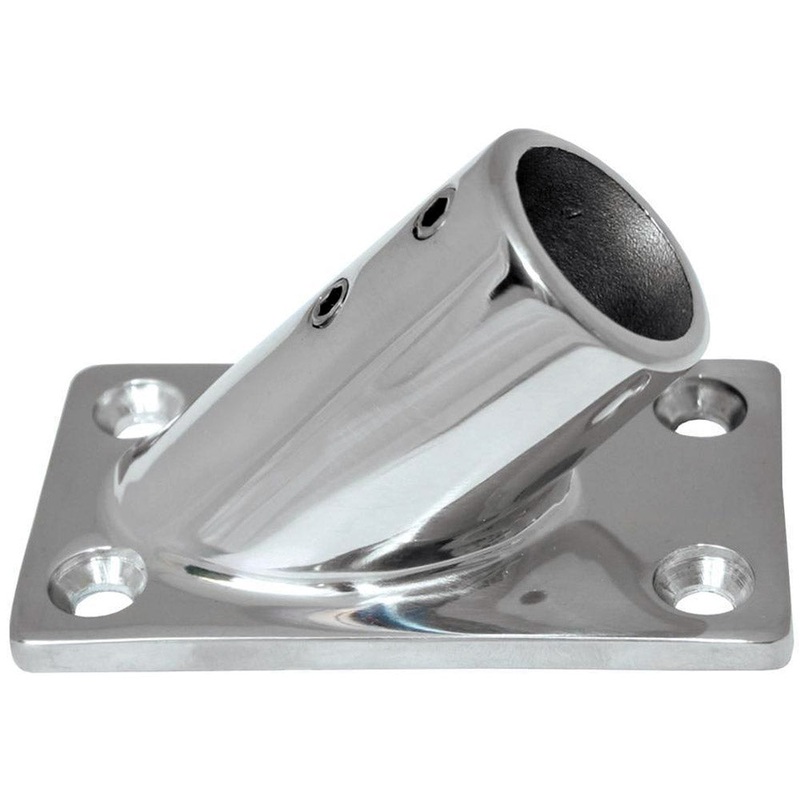 Whitecap 1 O.D. 45 Rectangle Base SS Rail Fitting – 6115C
